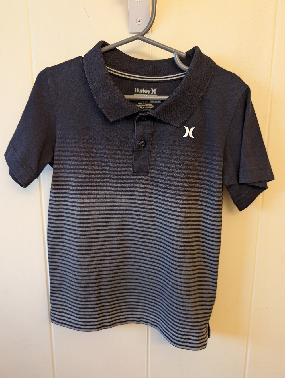 Hurley Black and Gray 🖤 🩶 Striped Boys Polo